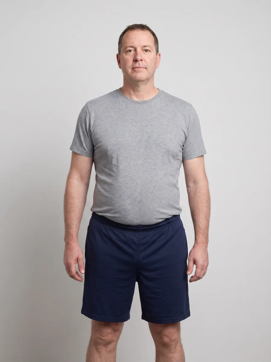 Illustrative sample photograph representing male, 50s after sustained weight treatment