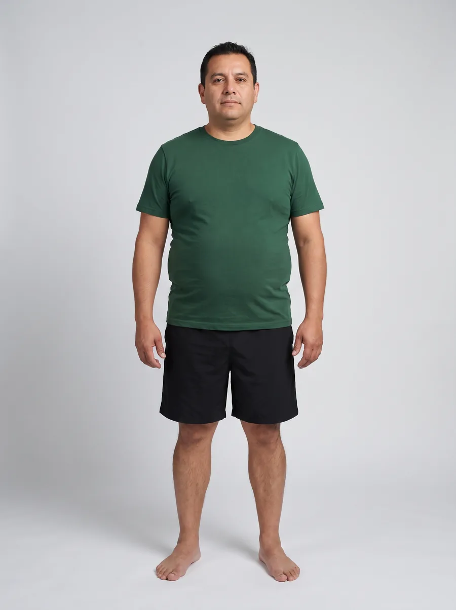 Illustrative sample photograph representing male, 40s before treatment